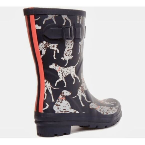 Joules Navy Dalmatian Molly Wellingtons Boots - Picture 3 of 16